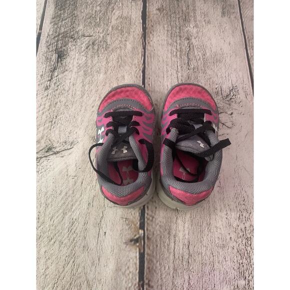 UNDER ARMOUR Girl’s Pink/Gray Sneakers / Size: 3 - Picture 3 of 8